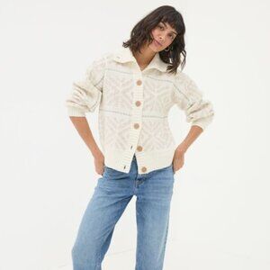 FatFace Ivory Haisley Pattern Cardigan